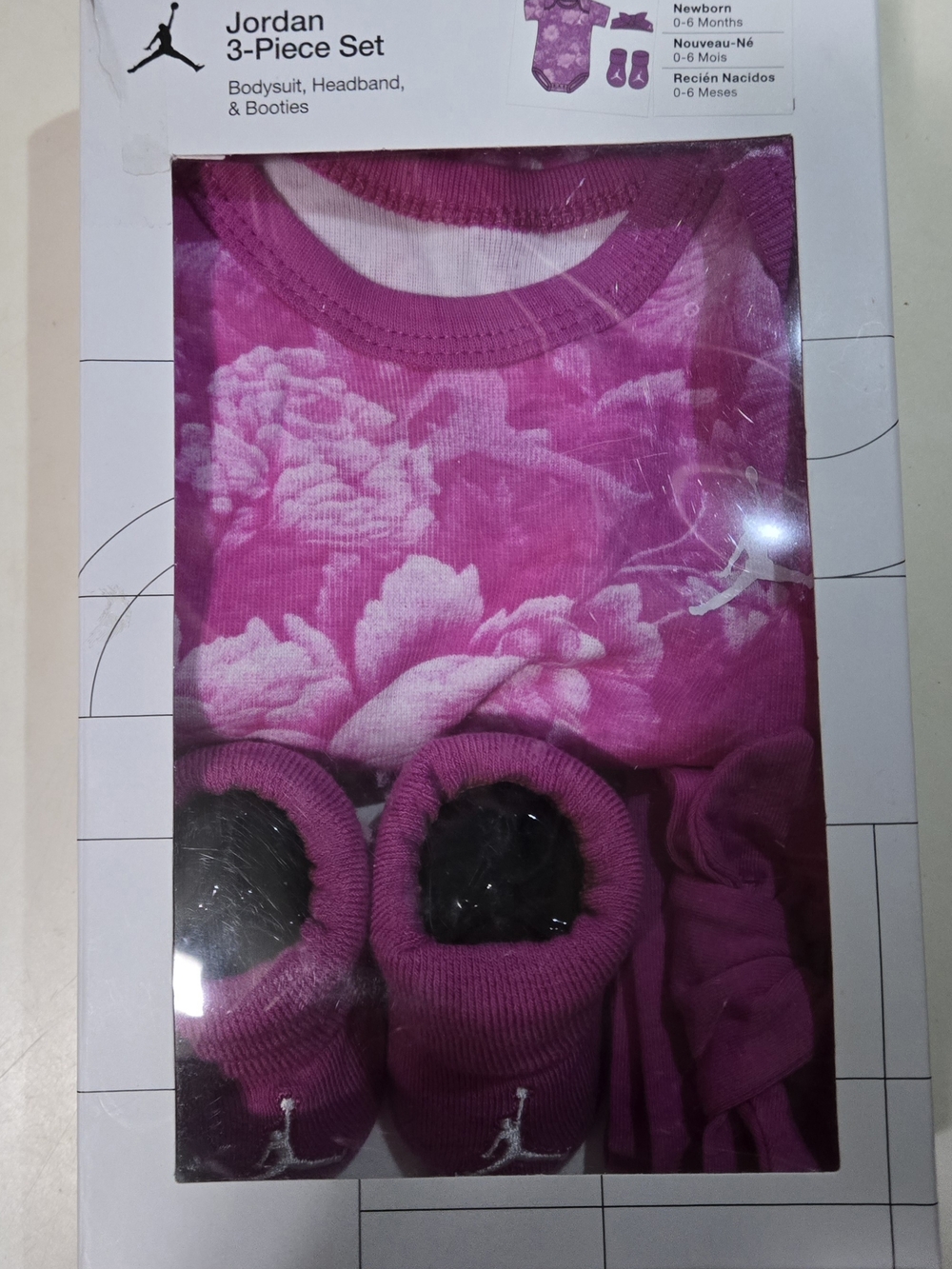Jordan Baby 3-Piece Floral Bodysuit Set - Magenta Pink